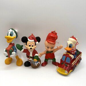 Vintage 1980s The Walt Disney Co. (3) and Elmer Fudd (1) Christmas Ornaments